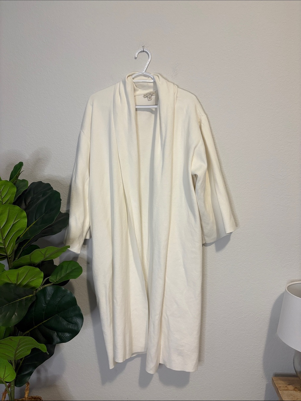New York & Company Cream Open-Front over sized Draped Cardigan